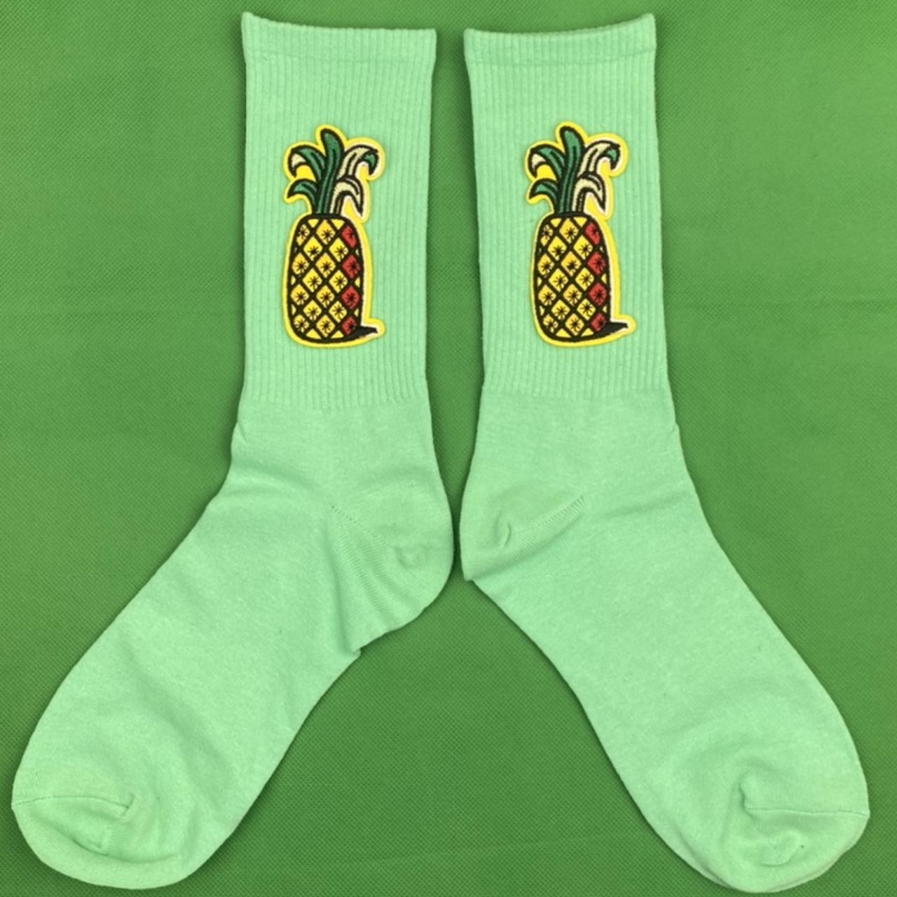 3D Patch Pineapple Green Sock🍍 Ribbed Green Socks... Depop