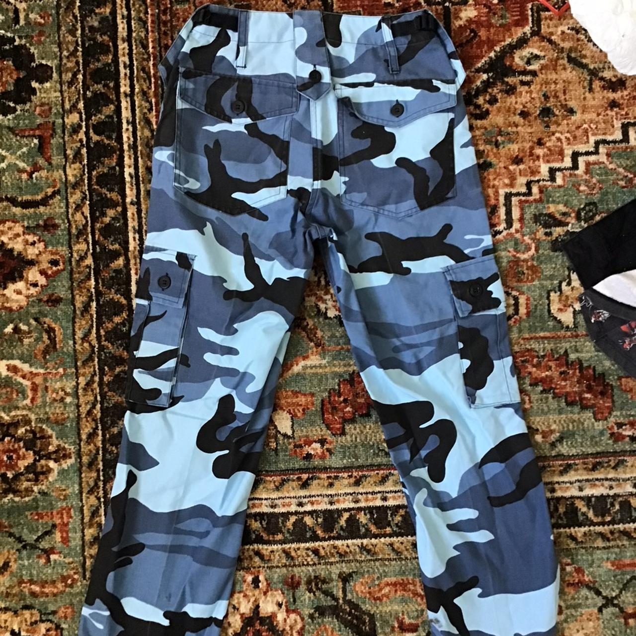 Blue camo pants from Urban Outfitters recycled line. Depop