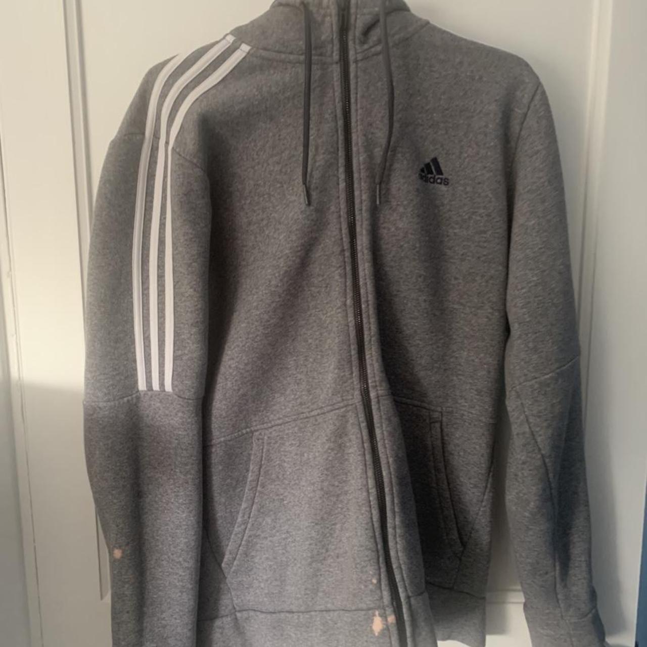 Adidas hoodie has some stains but is good condition... - Depop