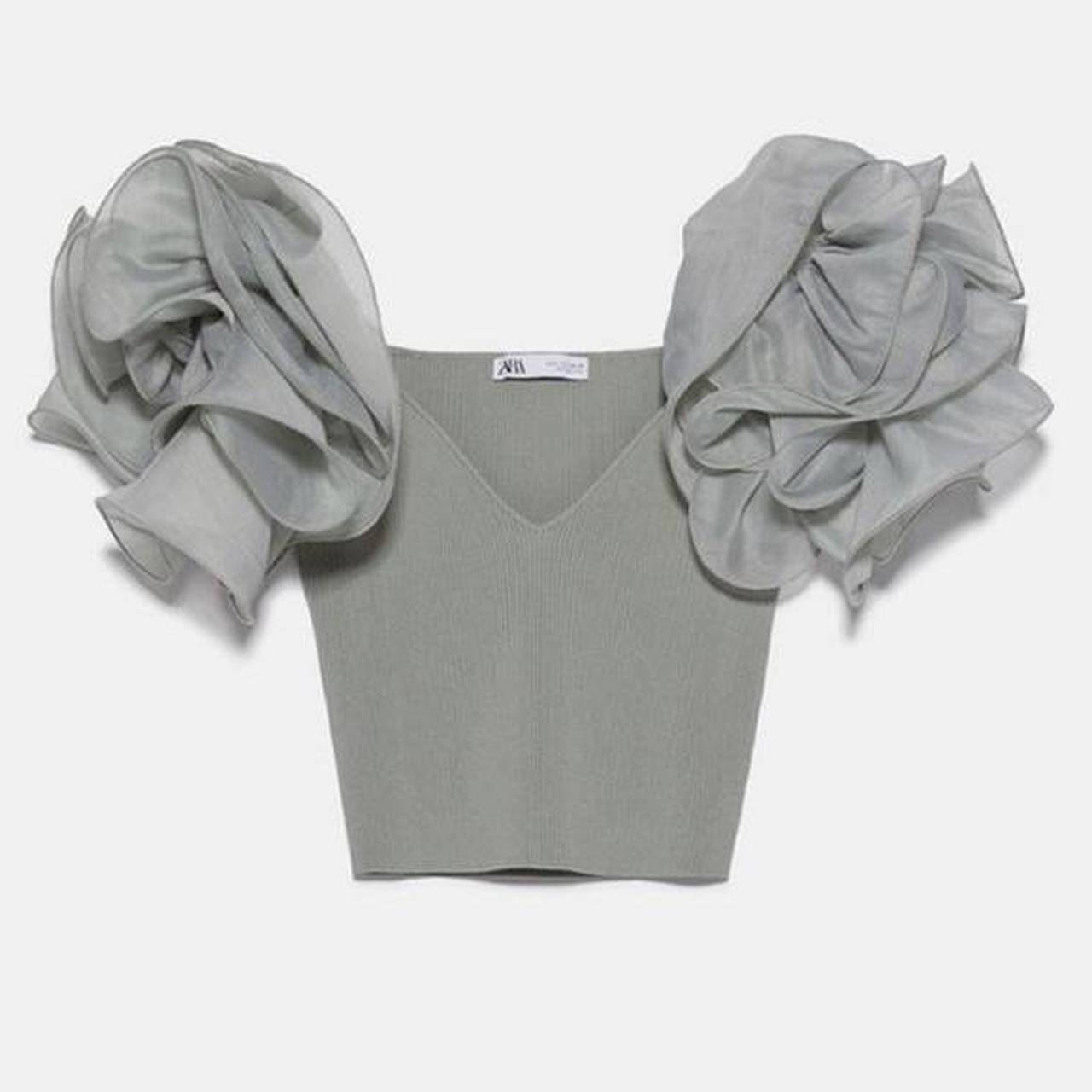 Zara sage green ruffle top. Worn once, perfect... Depop