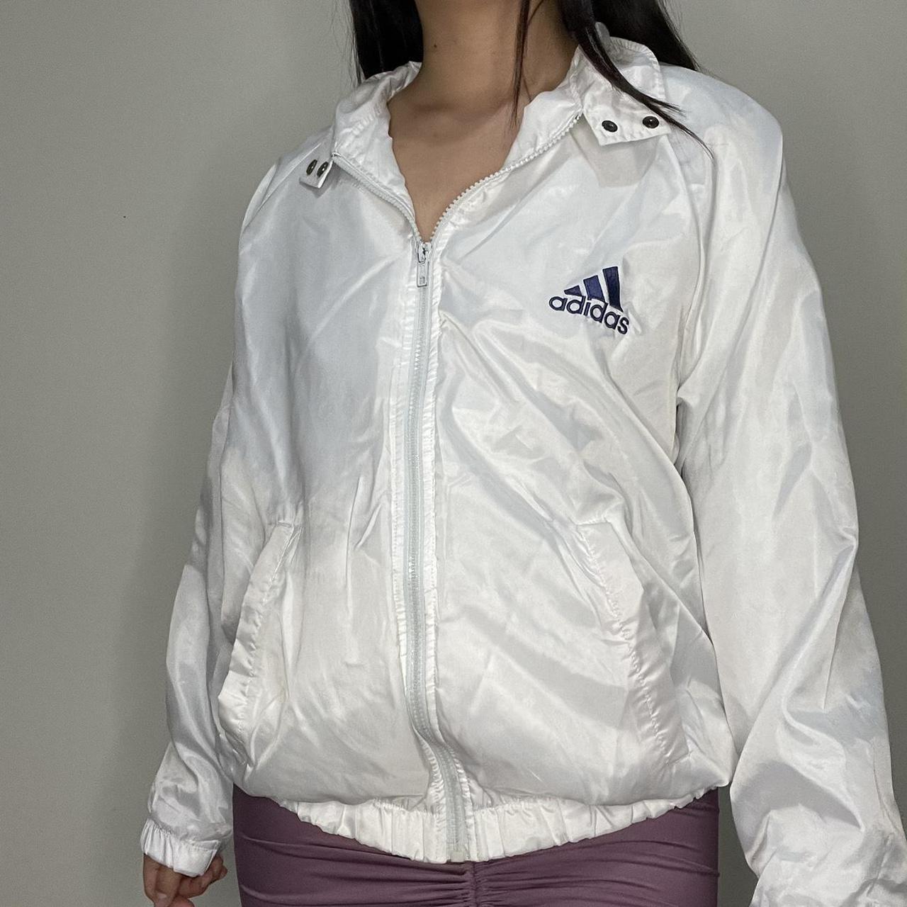 white adidas windbreaker jacket! #adidas... - Depop