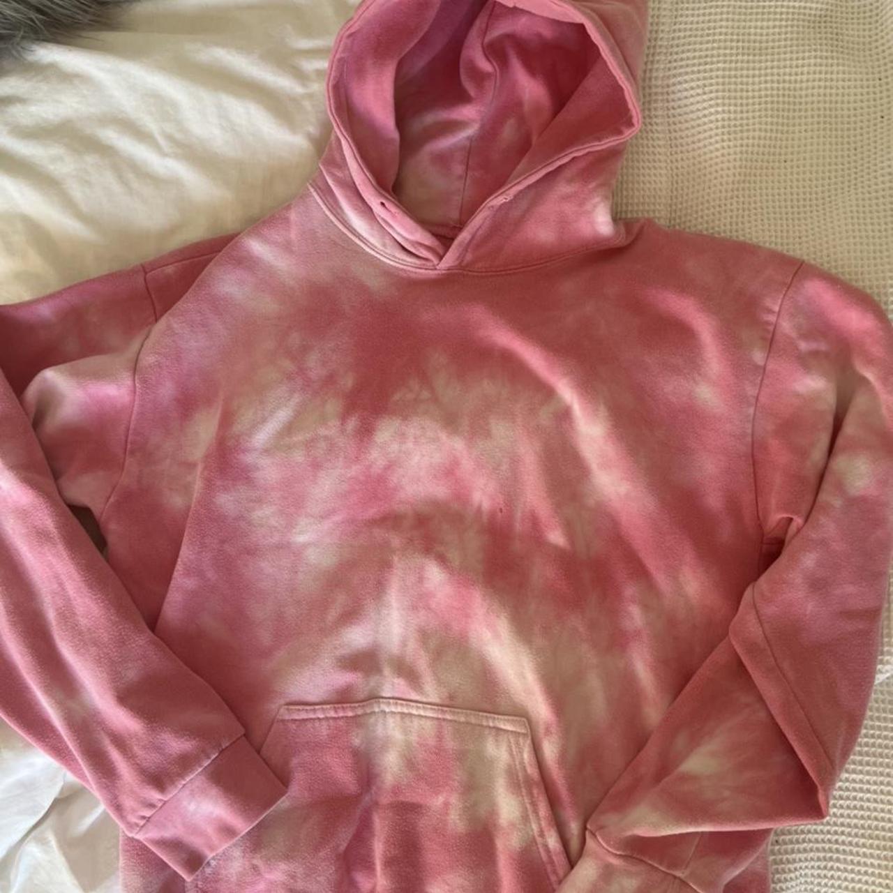 Pink tie dye vintage hoodie Size 8 Pink and white... - Depop