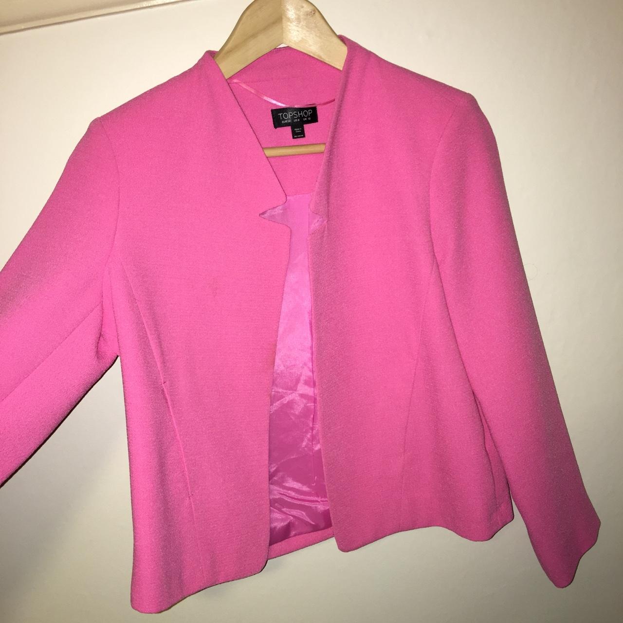 Gorgeous pink Topshop blazer jacket worn once... - Depop