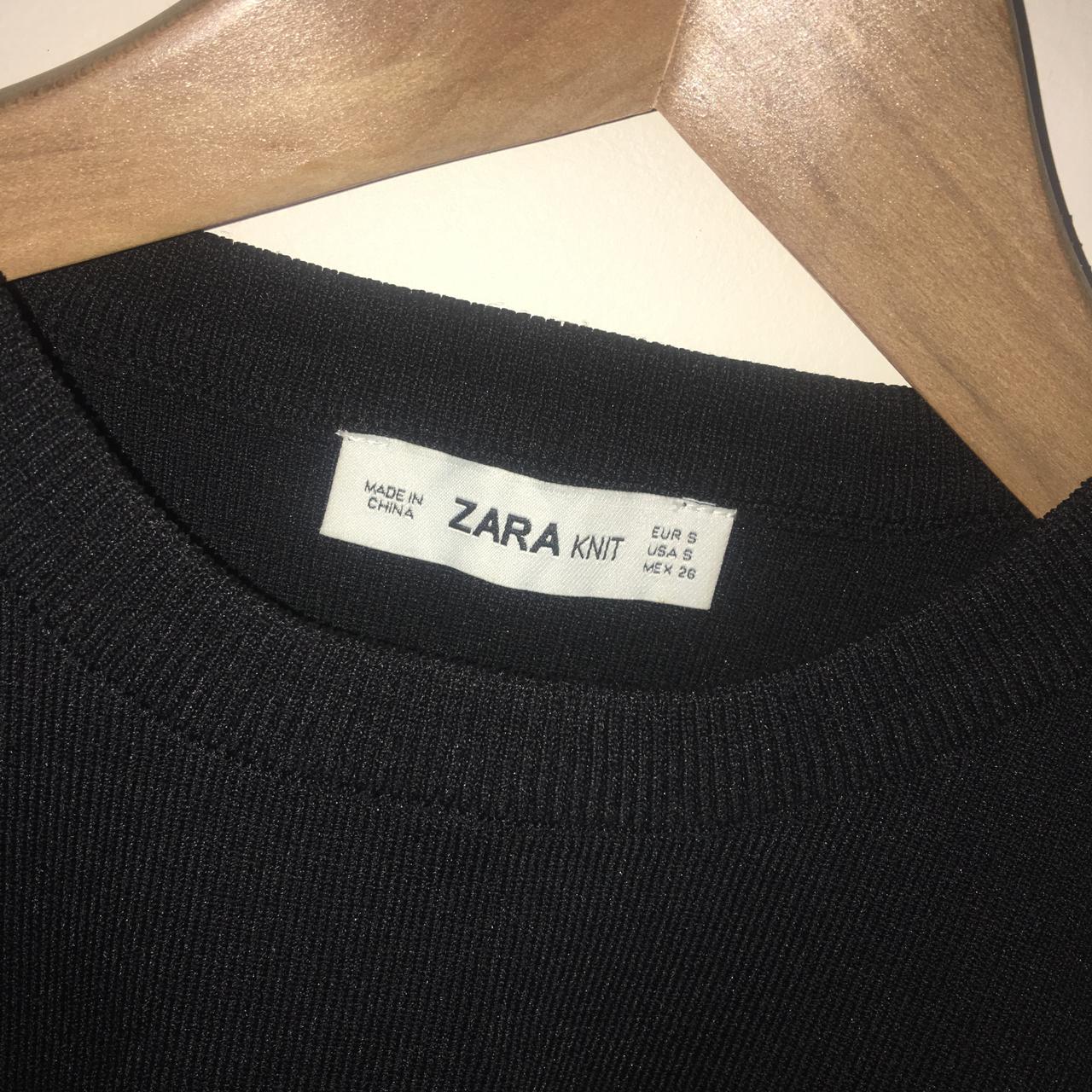 Zara black slightly cropped top with detailing on... - Depop