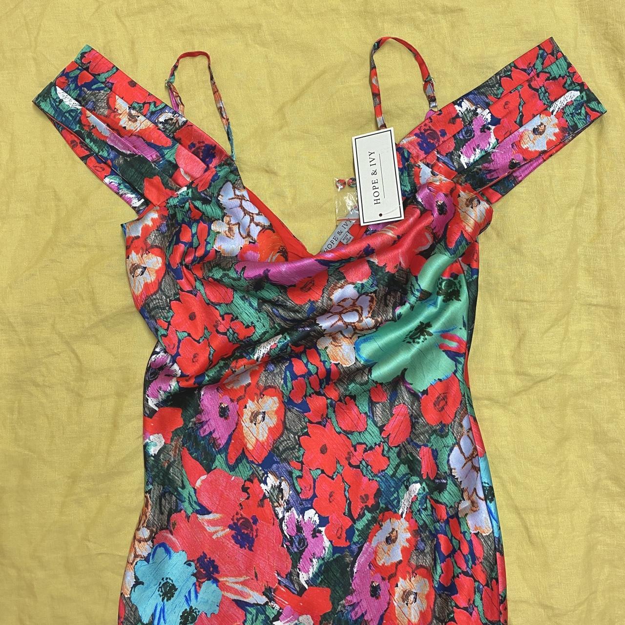 #Hope&Ivy floral slip dress 🌹 size 10 Satin Midi... - Depop