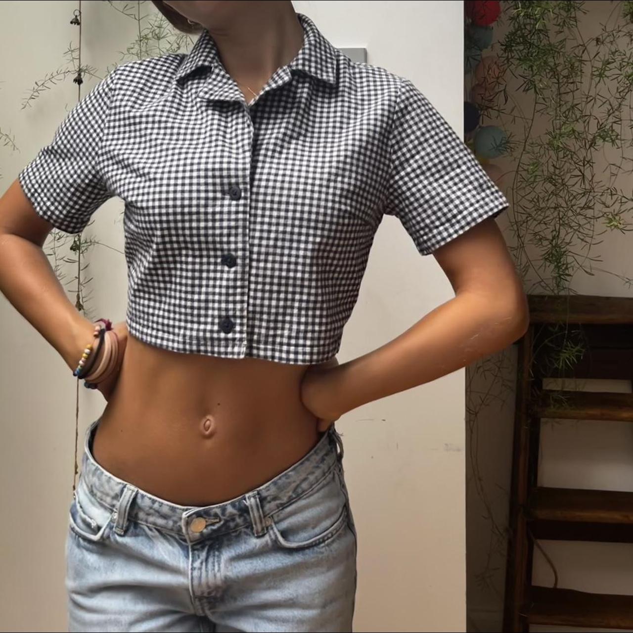 Brandy cropped collared check shirt 🫐 Bought as one... Depop