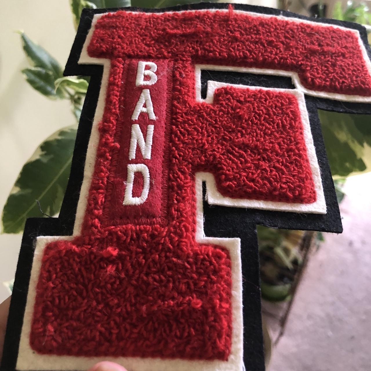 F band letterman jacket patch. Red letter man... Depop