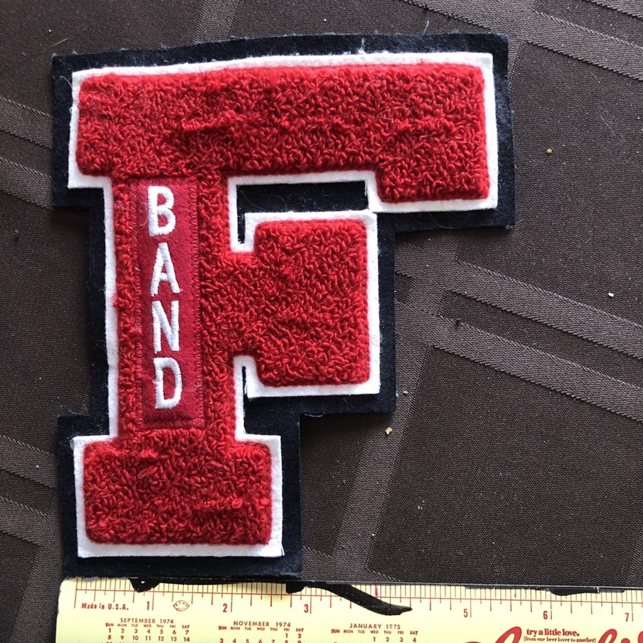 F band letterman jacket patch. Red letter man... Depop