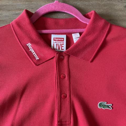 Supreme x Lacoste Men's polo long sleeve. Small spot... - Depop