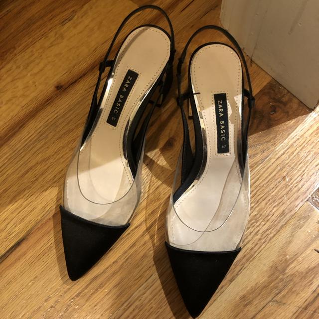 zara black perspex heels