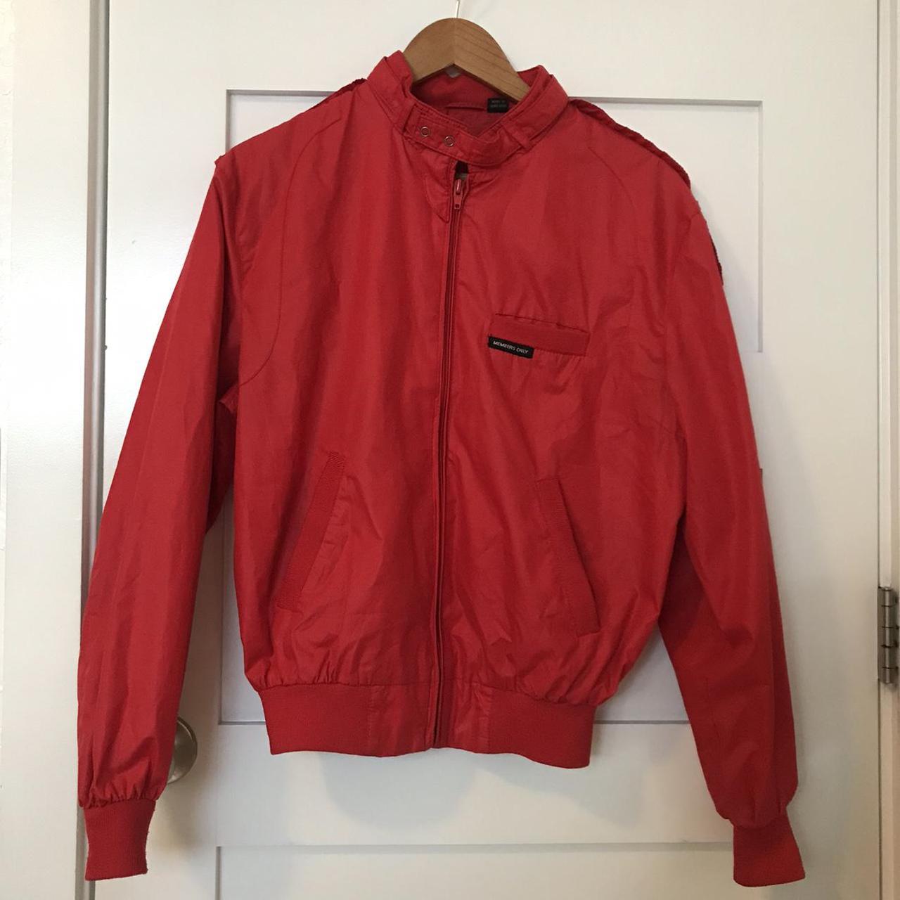 Bright red members only jacket in size 38.... - Depop