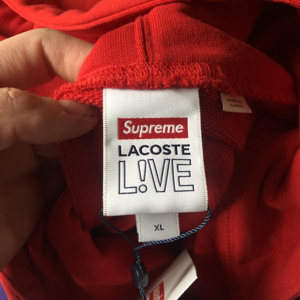 Supreme x Lacoste Logo Panel Hoodie, Red, Size XL...