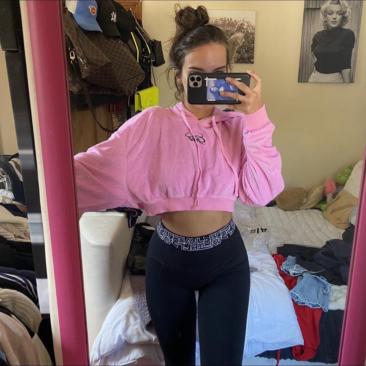 I.AM.GIA pink towelling terry fabric cropped... - Depop