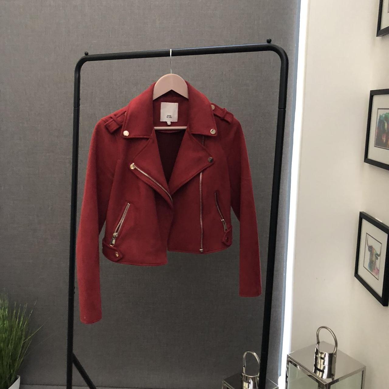 river island burgundy biker jacket