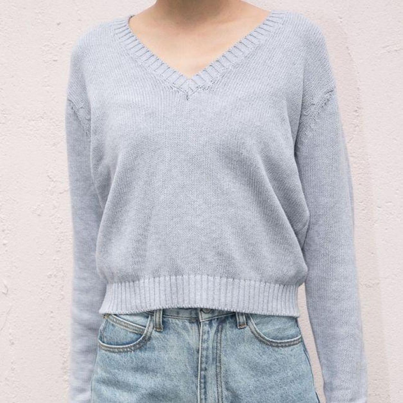 brandy melville leigh sweater! knit, light grey,... - Depop