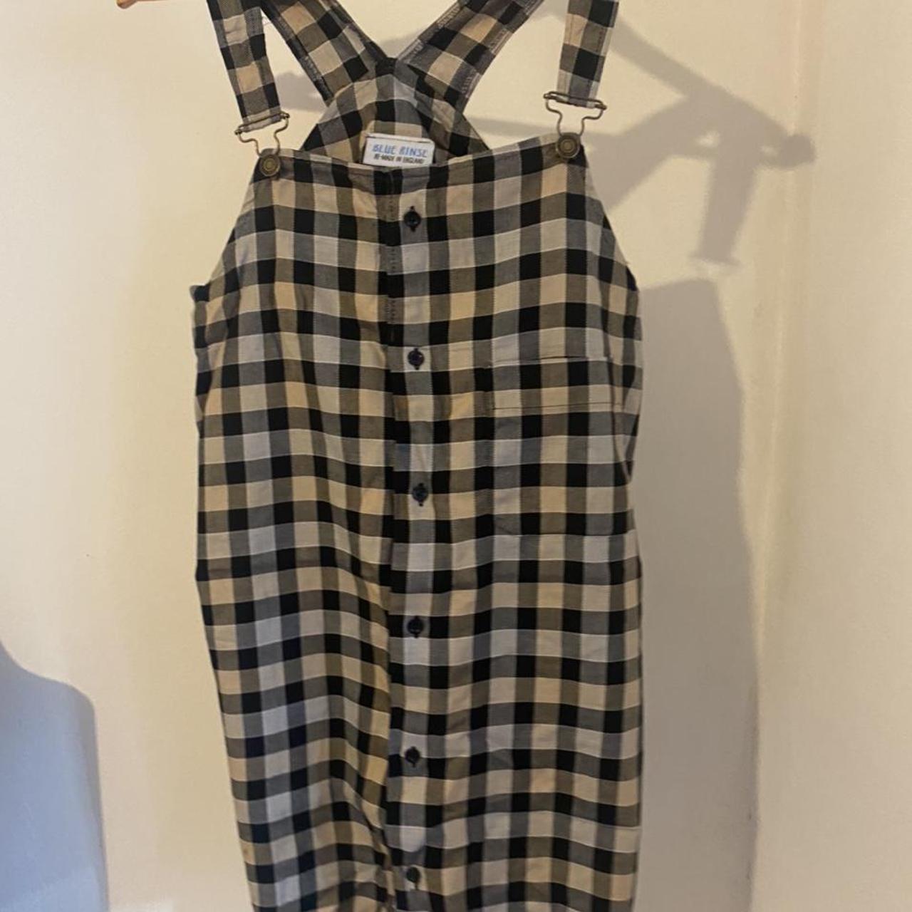 grey plaid pinafore dress