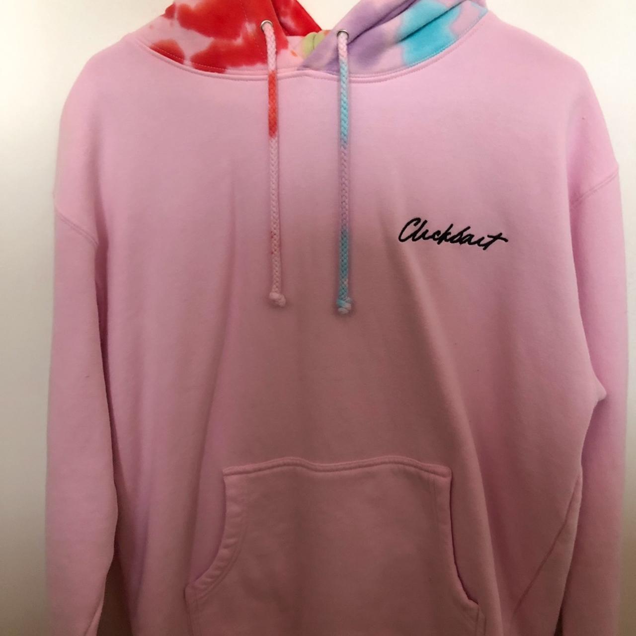 David Dobrik Clickbait Hoodie Tie Dye hood Baby Pink