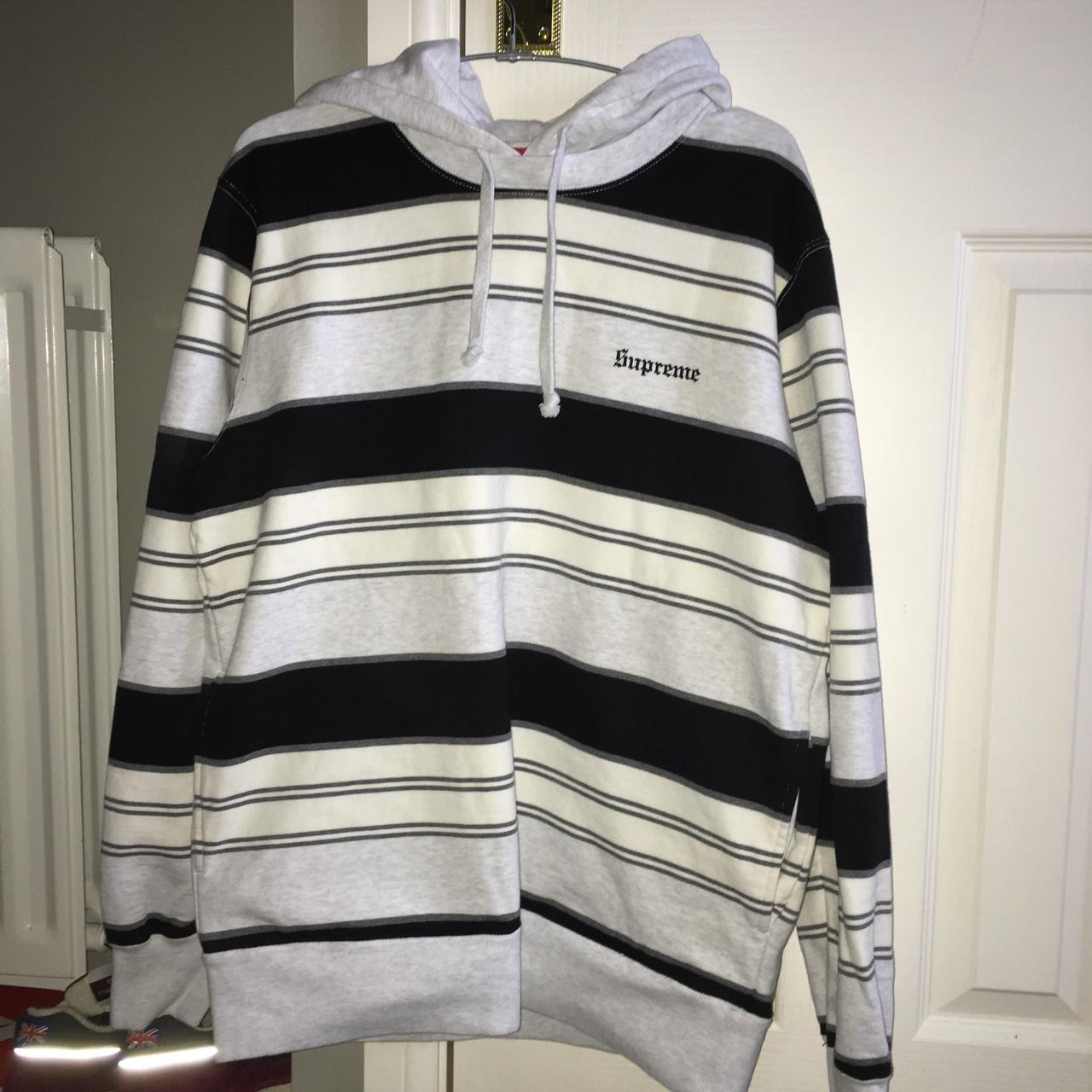 supreme striped hooded crewneck