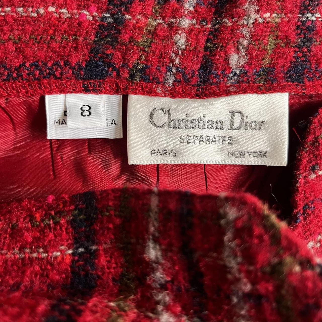 Vintage Christian Dior plaid burgundy wool trousers... - Depop