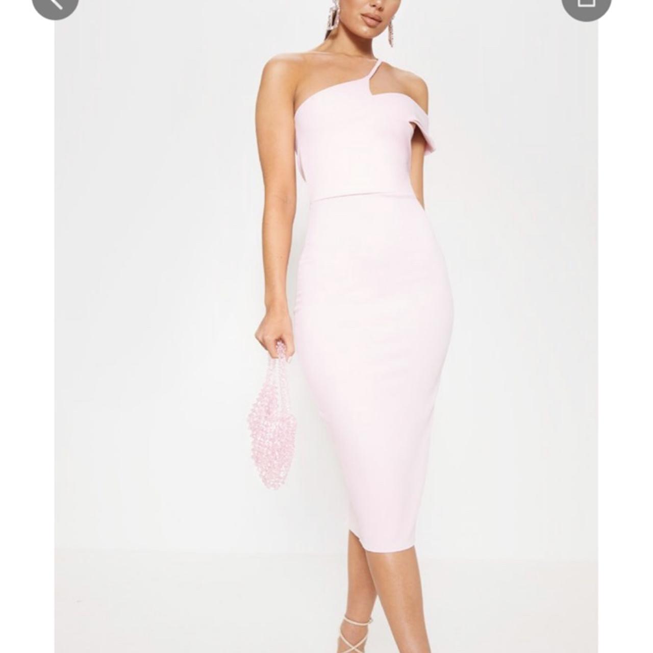 Pretty little thing pink midi dress asymmetric