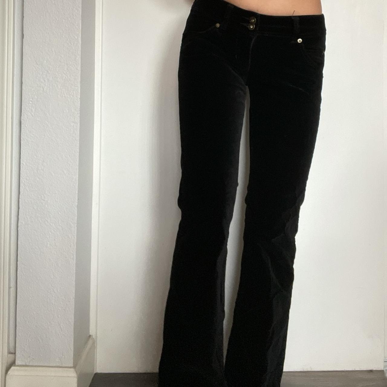 low rise black guess jeans (has a velvet... - Depop