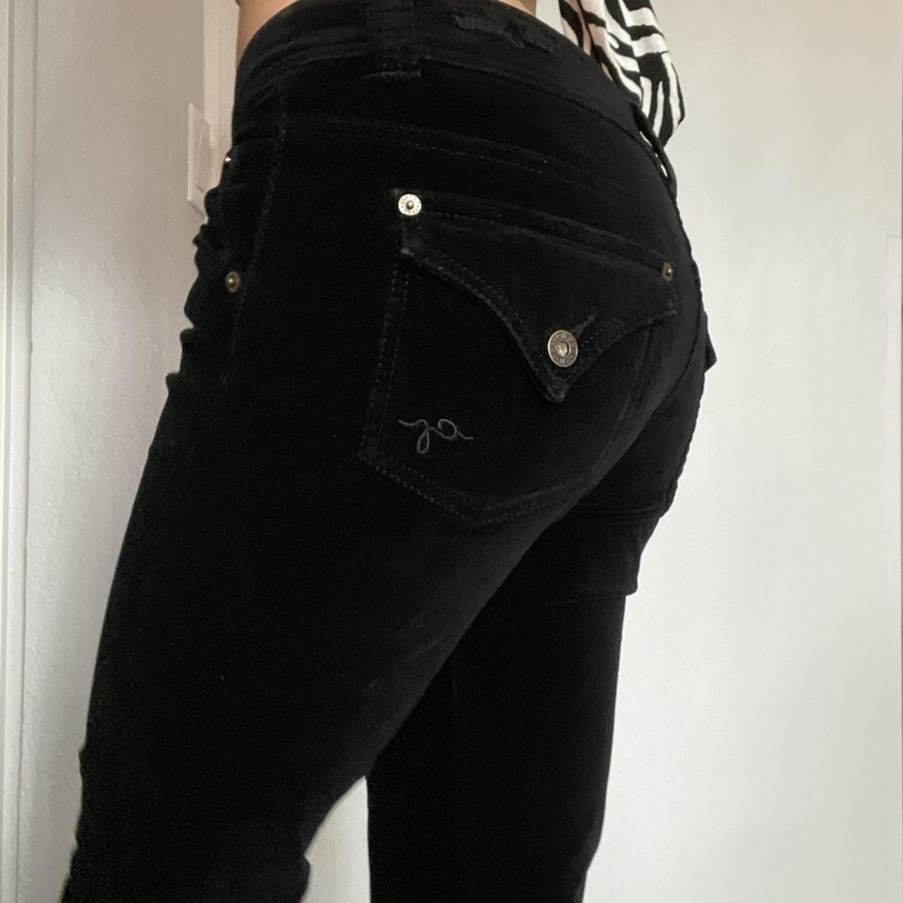 low rise black guess jeans (has a velvet... Depop