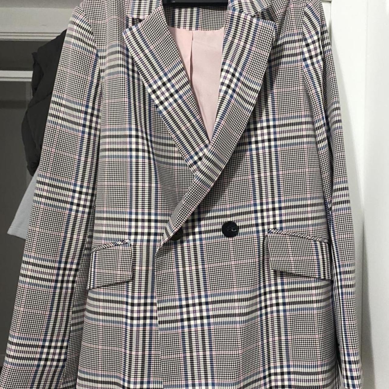 primark pink check blazer