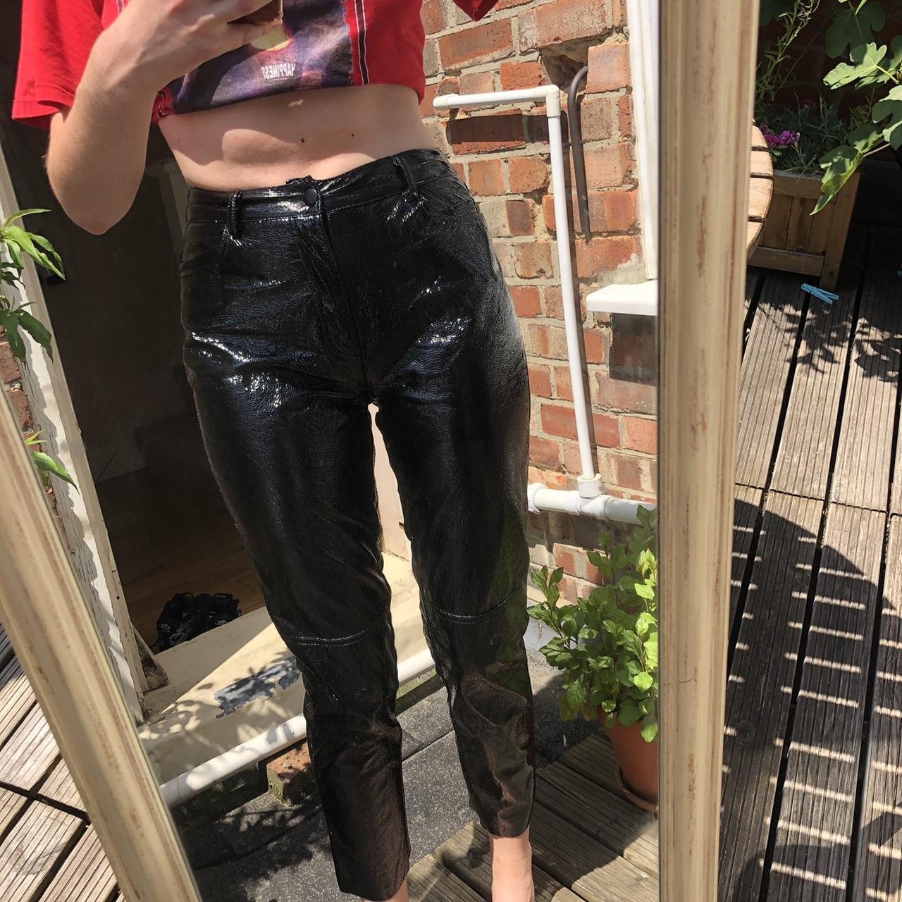 Versace Jeans Couture Black Shiny Vinyl Trousers Versace