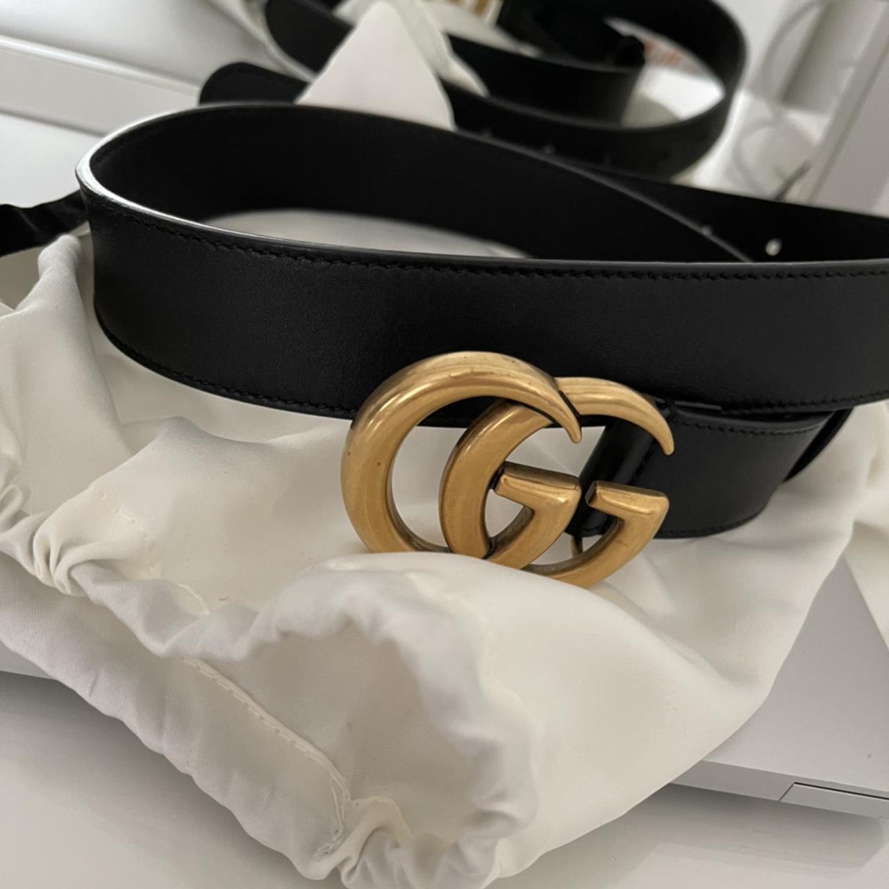 Wide leather belt best sale with double g buckle