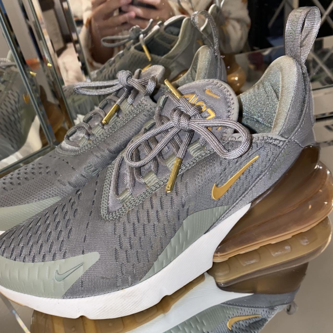 nike women's air max 270 trainer dark stucco metallic gold