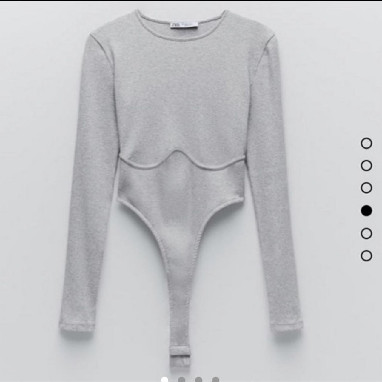 zara grey ribbed bodysuit