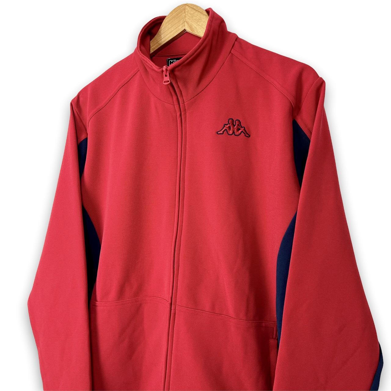 Vintage 90’s Kappa Navy and Red Full-Zip Sweatshirt... - Depop