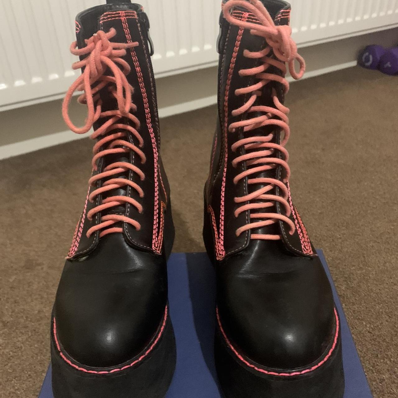 koi footwear enigma mega platforms neon pink... Depop