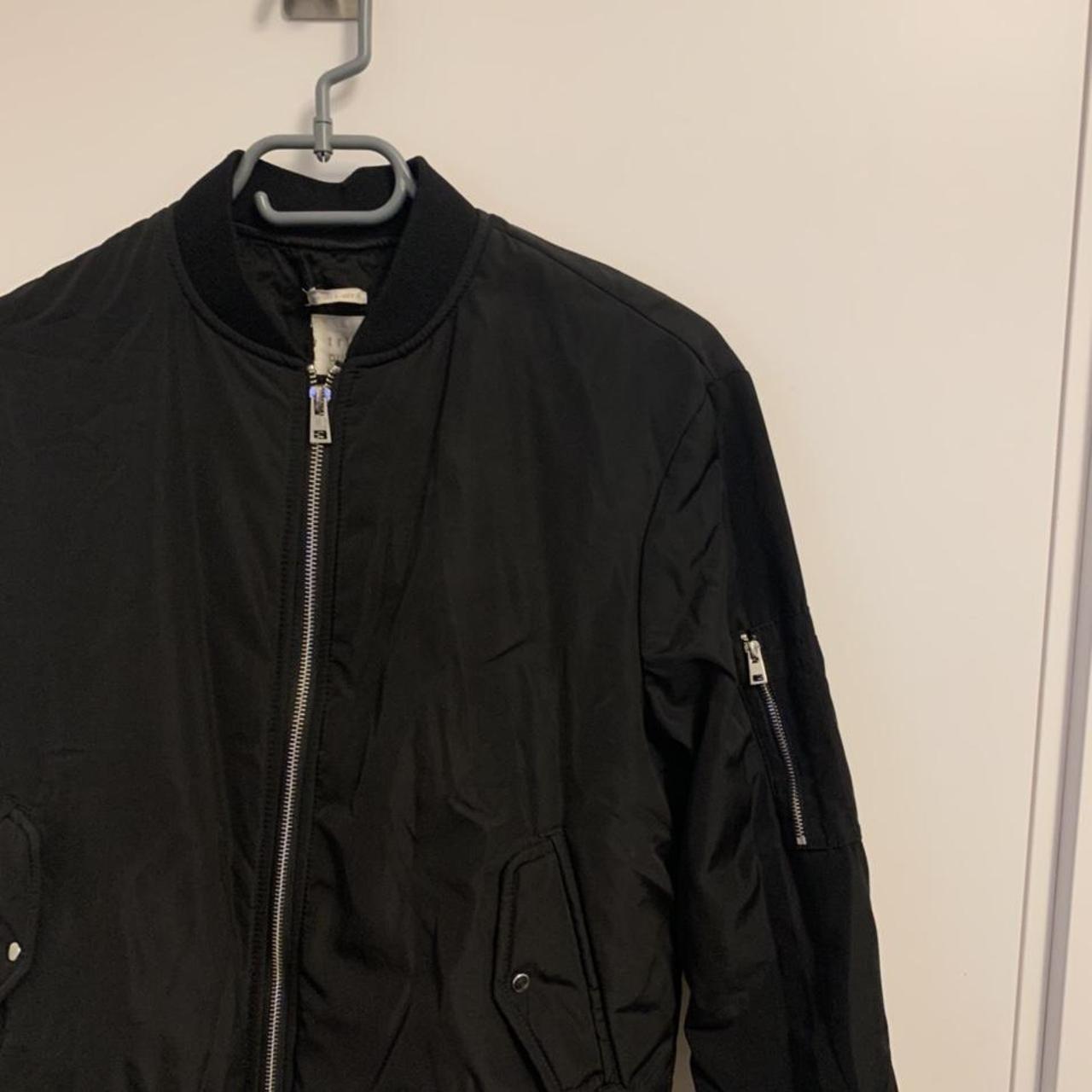 Classic Zara black bomber jacket Inside 1 arm is... - Depop