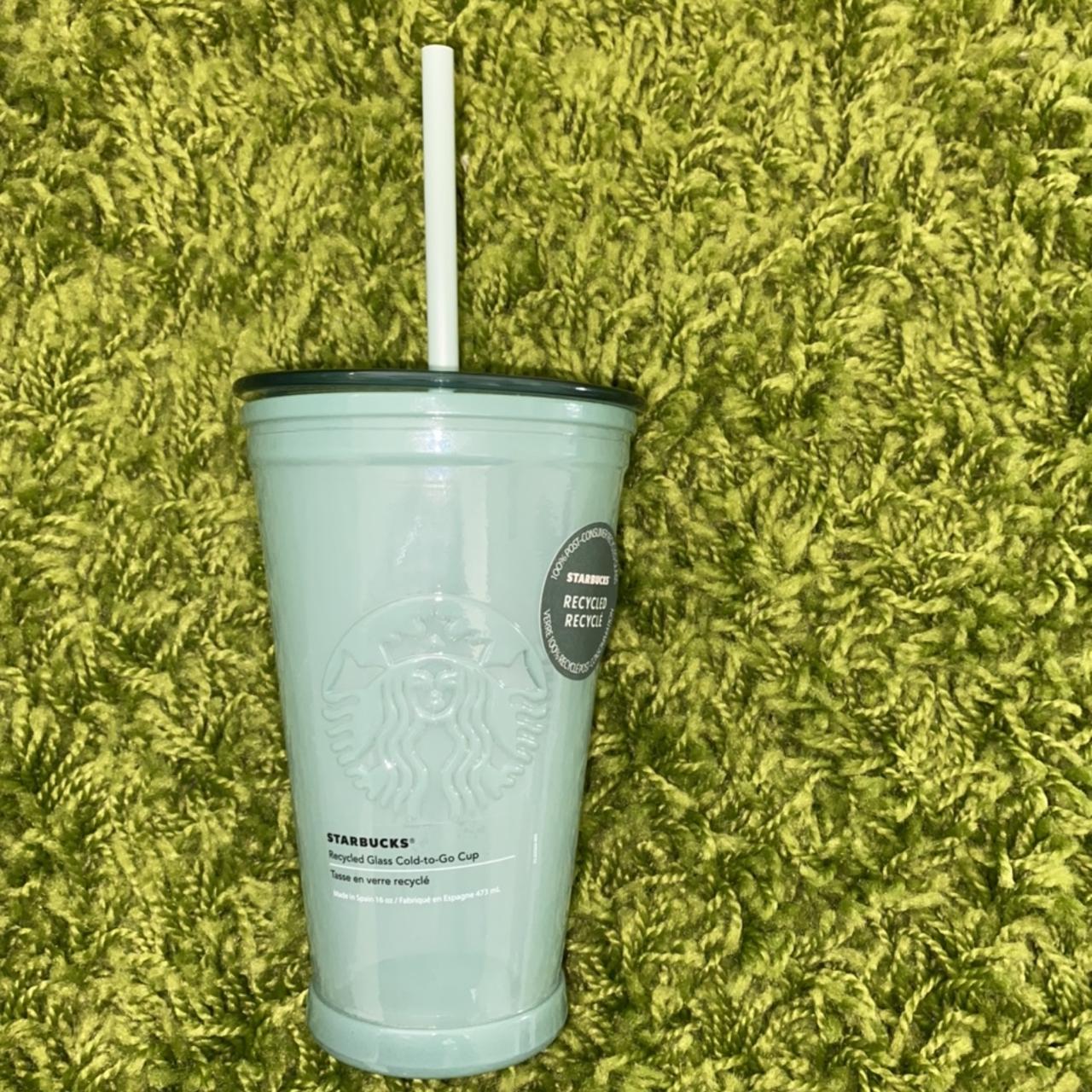 Starbucks Green Recycled Glass Cold Beverage Tumbler - Depop