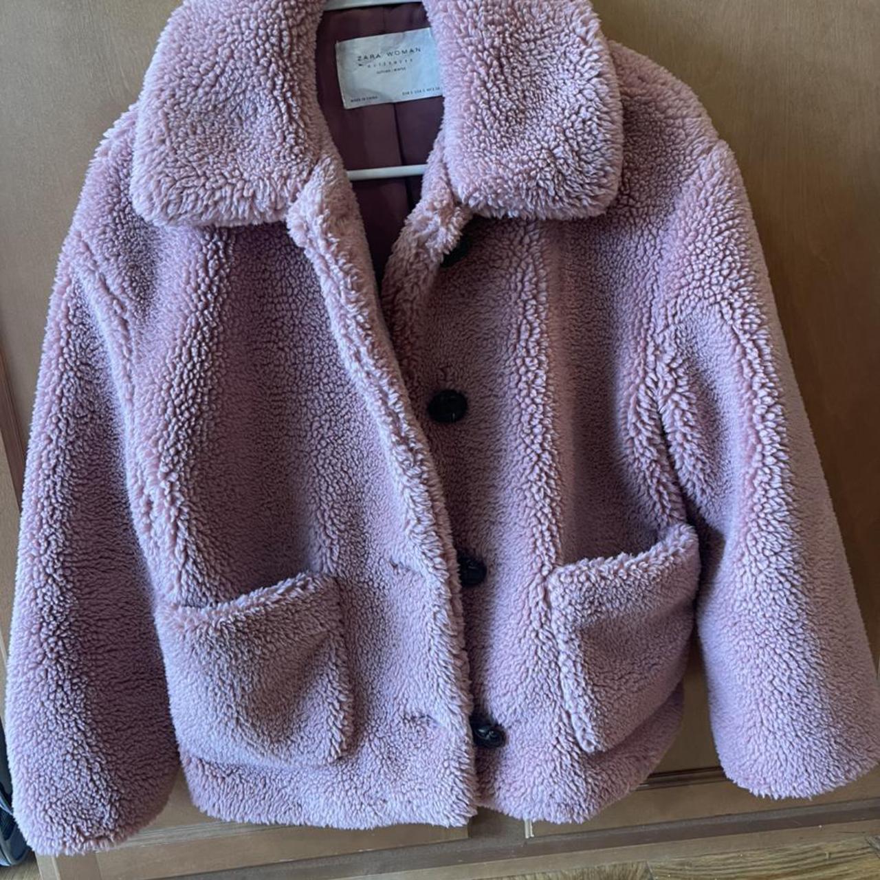 Pink teddy coat on sale zara