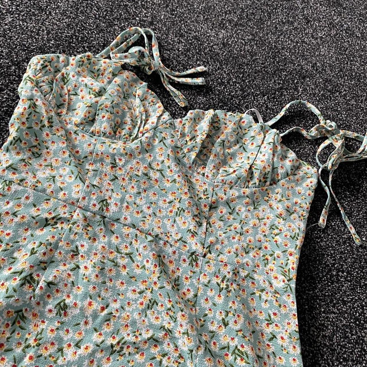 SHEIN floral mint green mini floral dress ruched... Depop