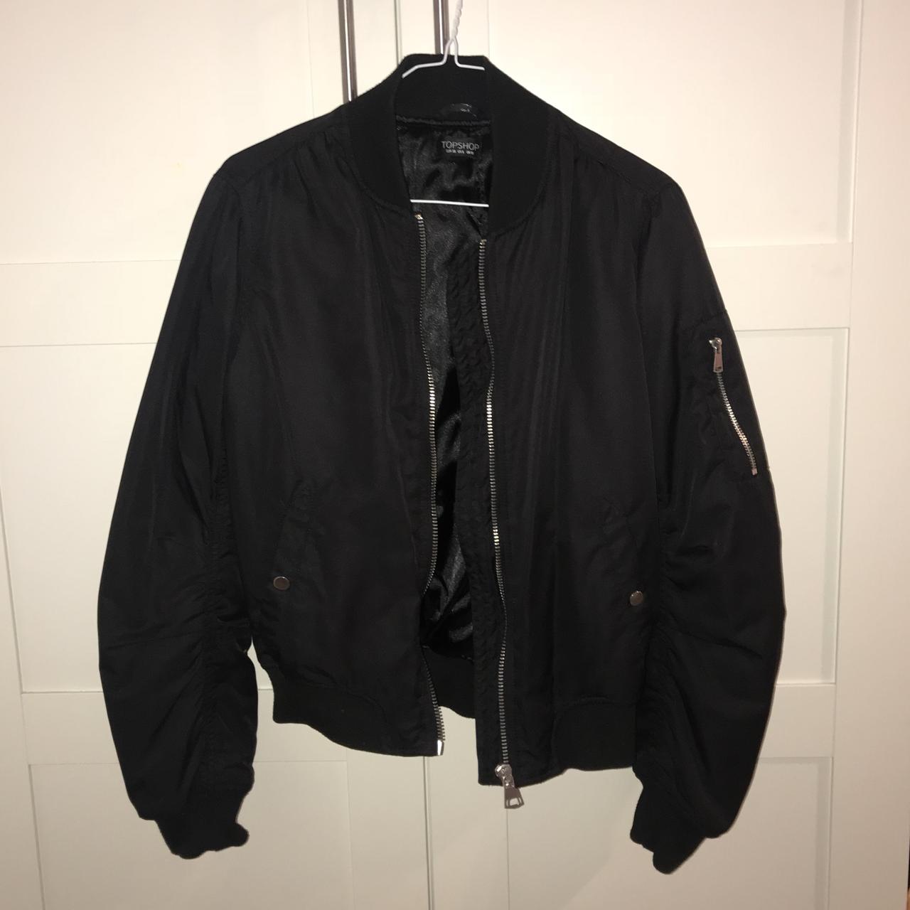 black bomber jacket silver zips