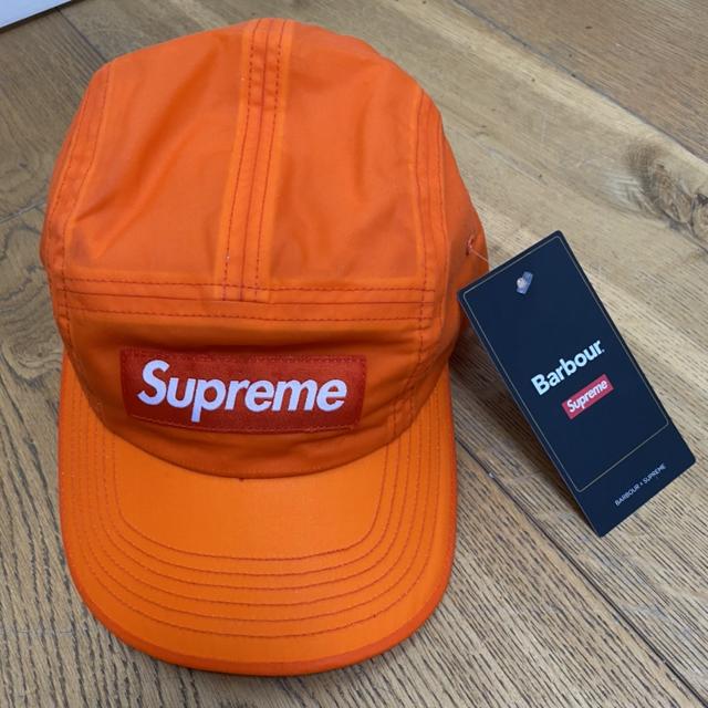 Supreme x Barbour Waxed Cotton Camp Cap Hat - Orange... - Depop