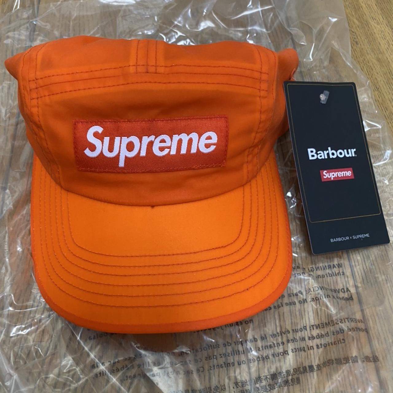 supreme barbour waxed cotton camp cap orange