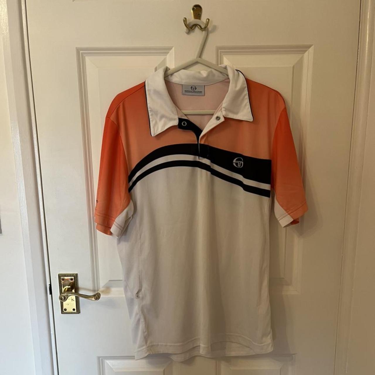 Sergio Tacchini Men's White and Orange T-shirt | Depop