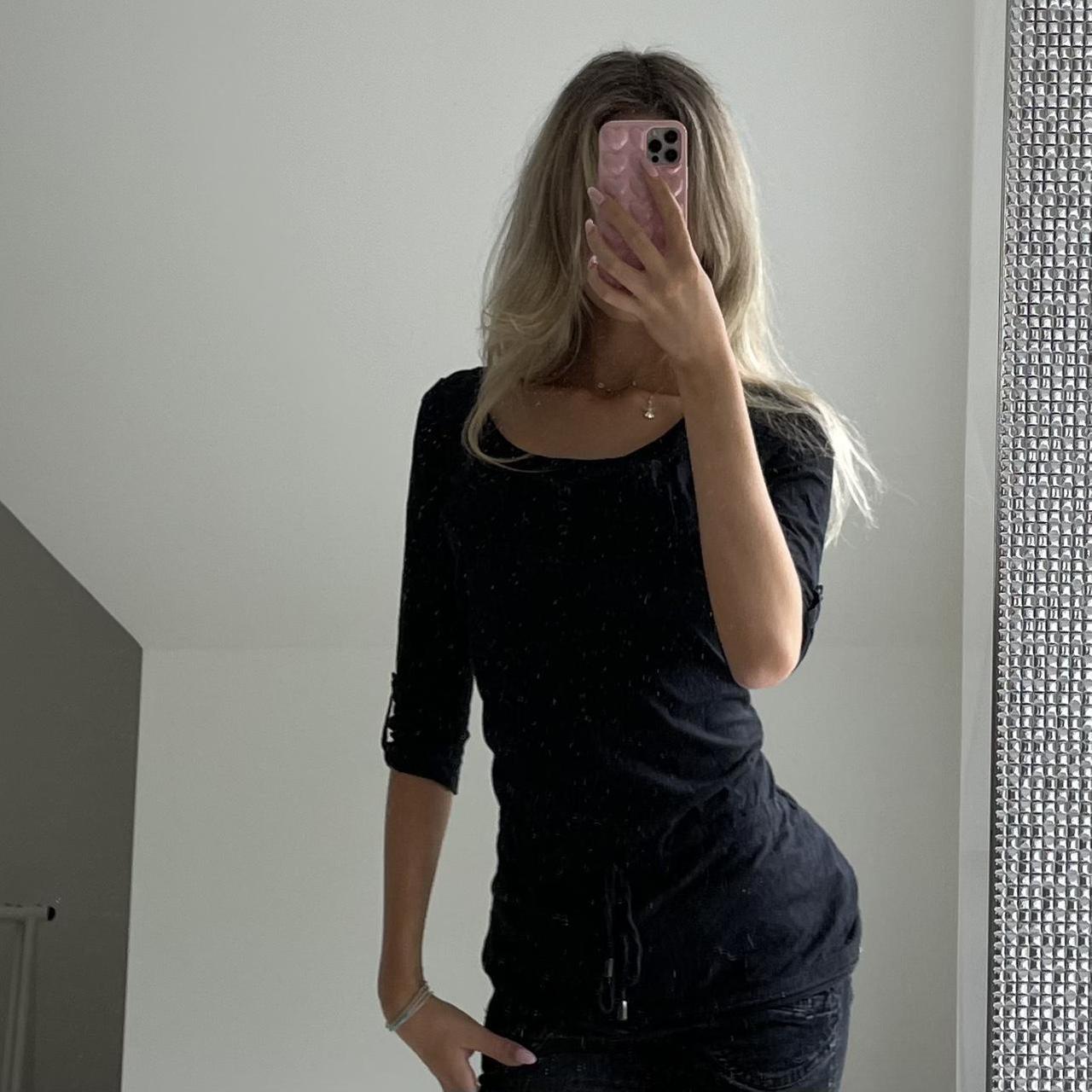 faux layered black long sleeve top 🖤 the cutest... Depop