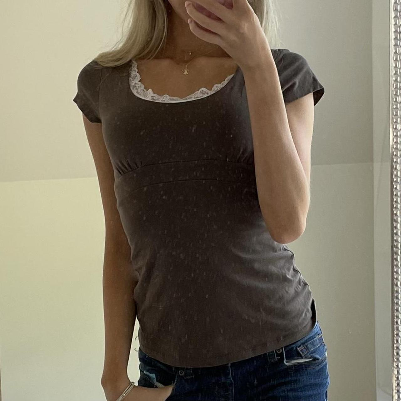 baby doll style kaki short sleeve top 💗 the cutest... Depop