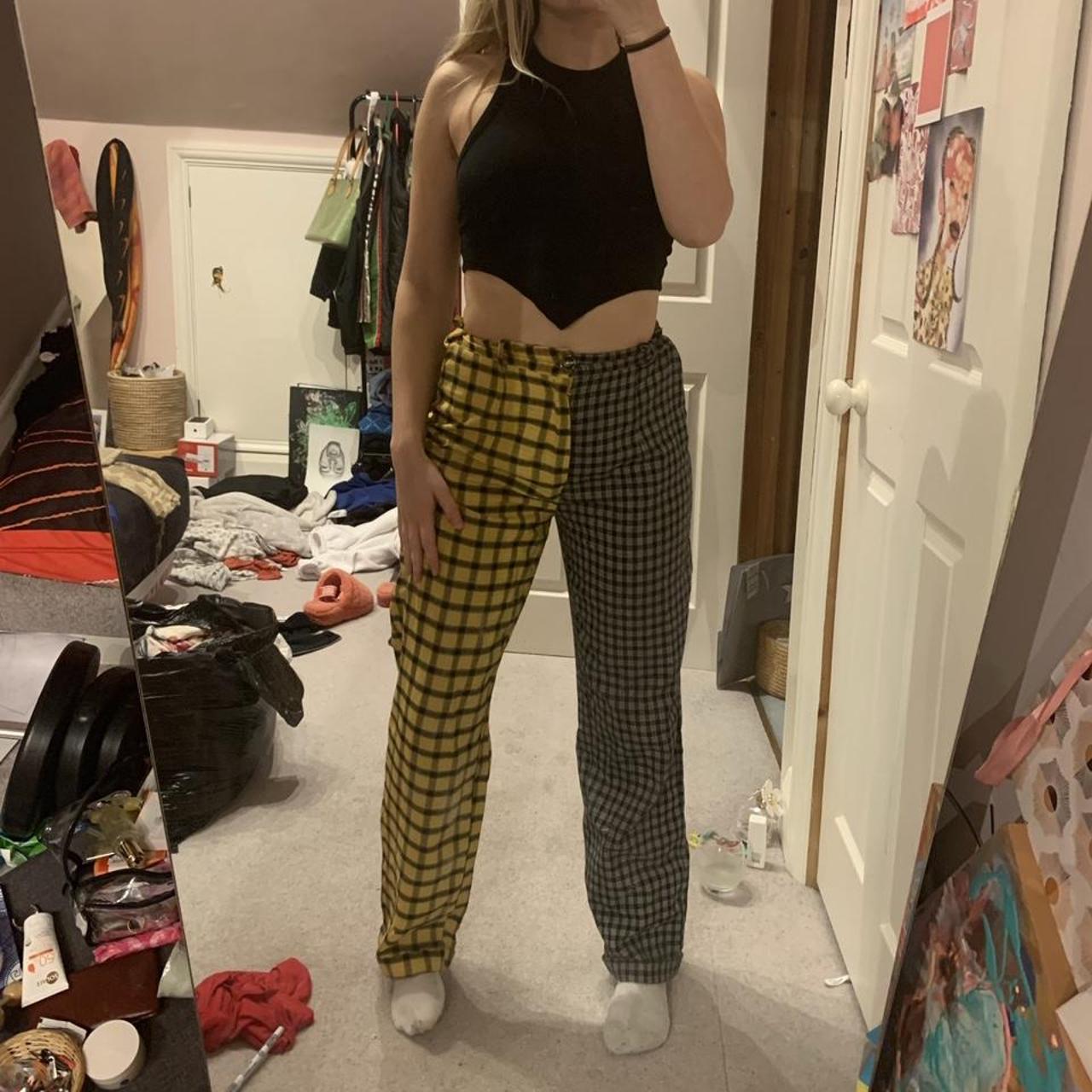 Half half yellow and black patterned... - Depop