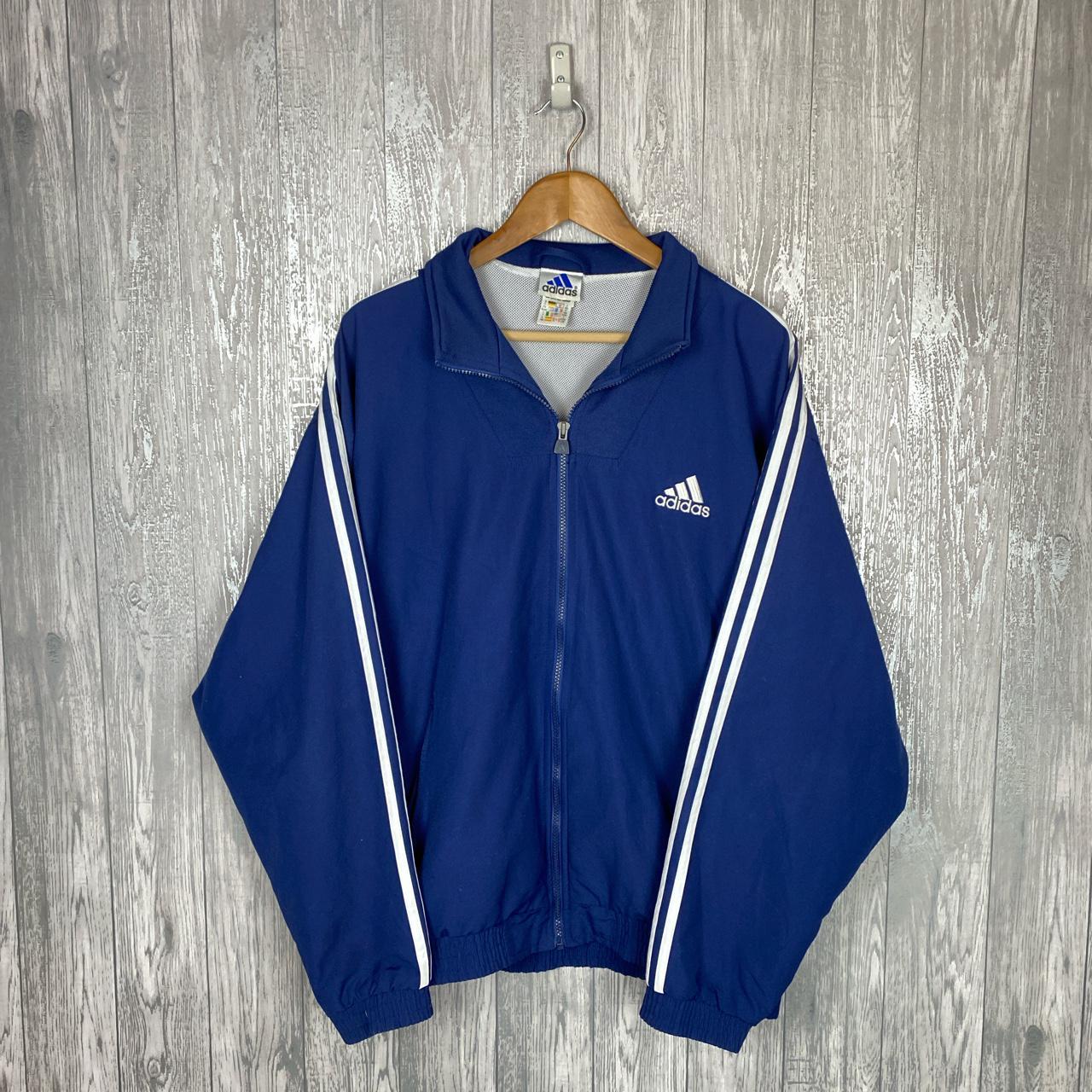 Adidas track top Adidas vintage track top in a navy... - Depop