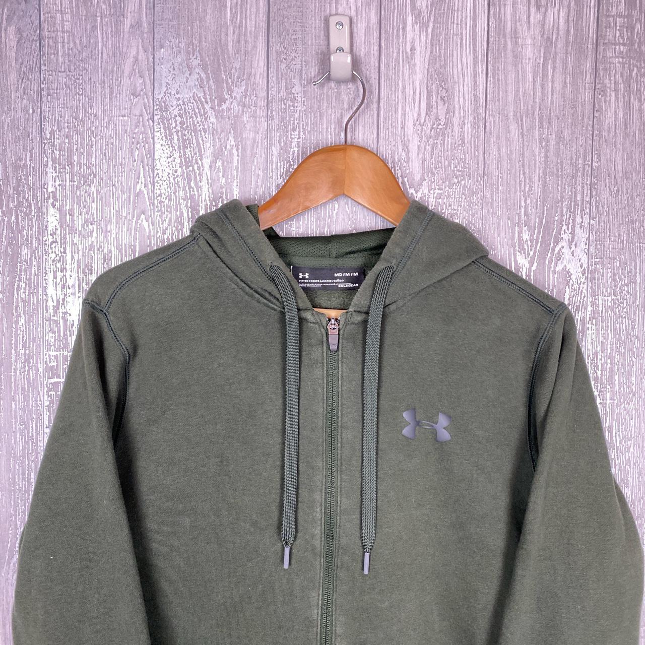 Under Armour Men's Green and Khaki Hoodie Depop