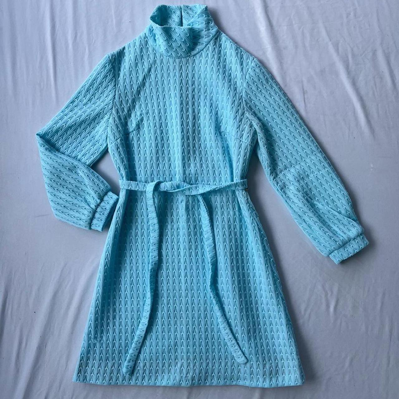 1960s Baby Blue Sweater Dress Measurements are... Depop
