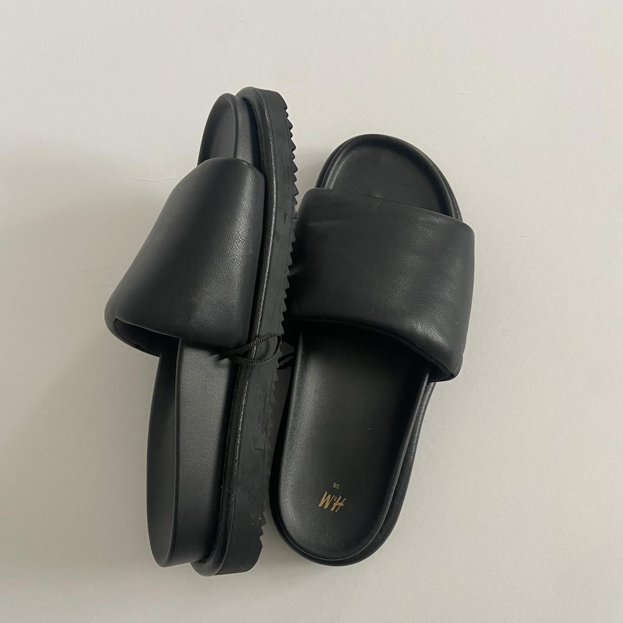 H&M black chunky platform sliders Size EU38 Never... - Depop