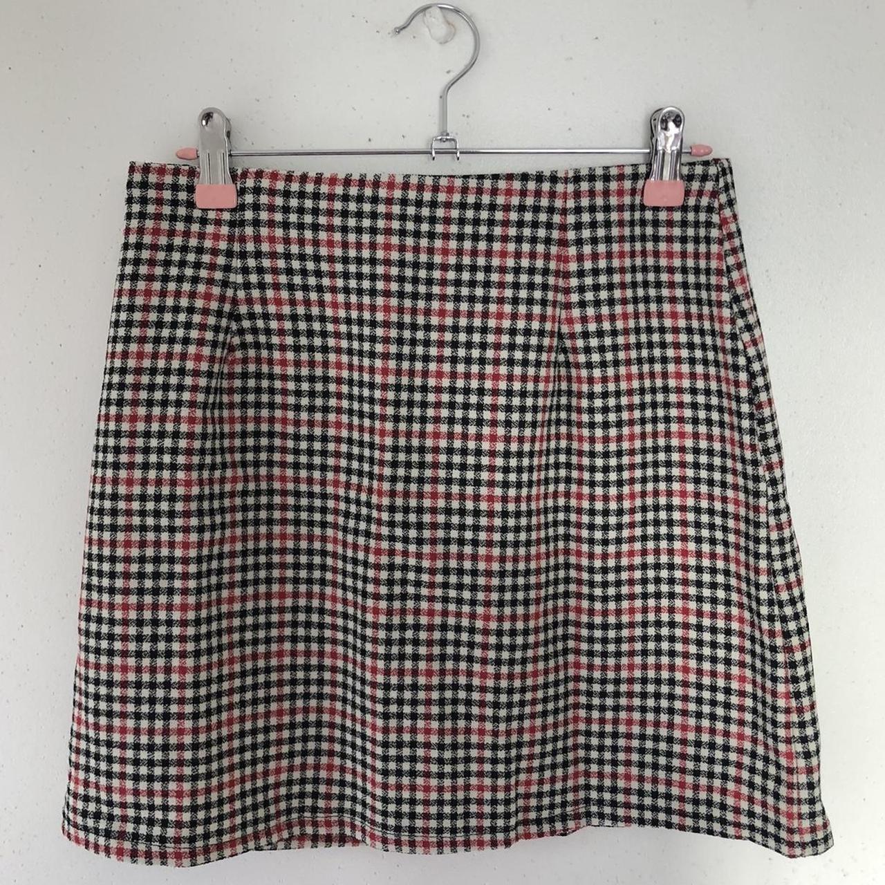 red, black & white cute gingham plaid mini skirt... - Depop