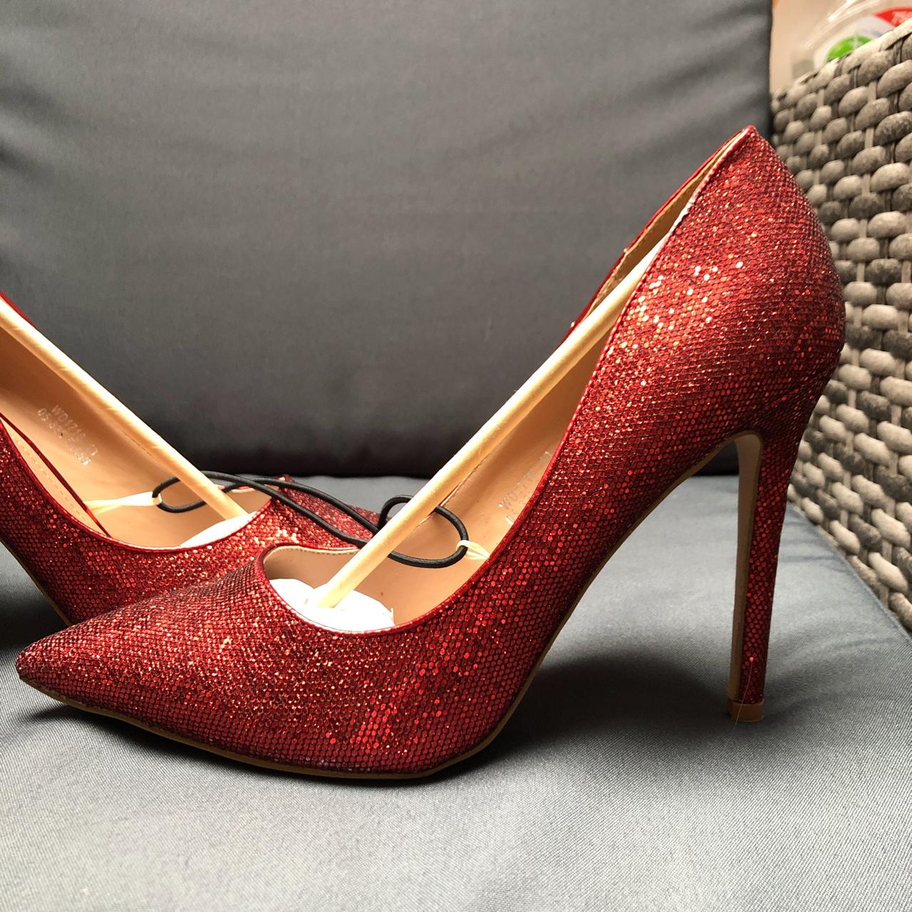 Red glitter best sale heels womens